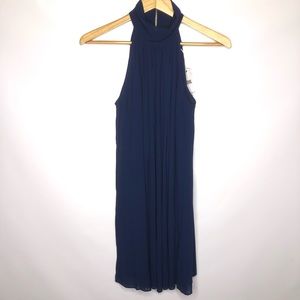 Naked Zebra Highneck Navy Sleeveless Dress Size: S